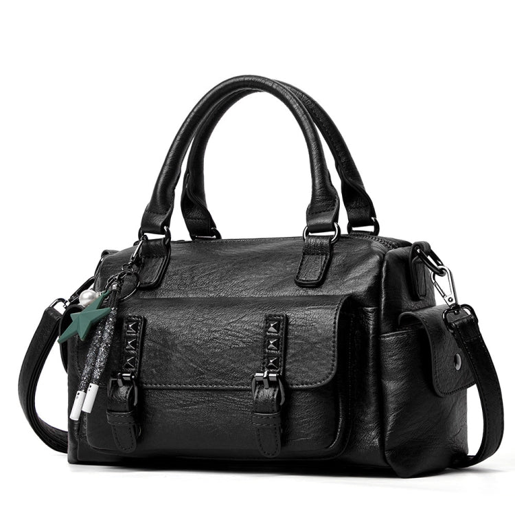 048 Pebbled Leather Multi-compartment Handbag Large Capacity Crossbody Shoulder Bag(Black) - Handbags by PMC TechLife | Online Shopping South Africa | PMC TechLife