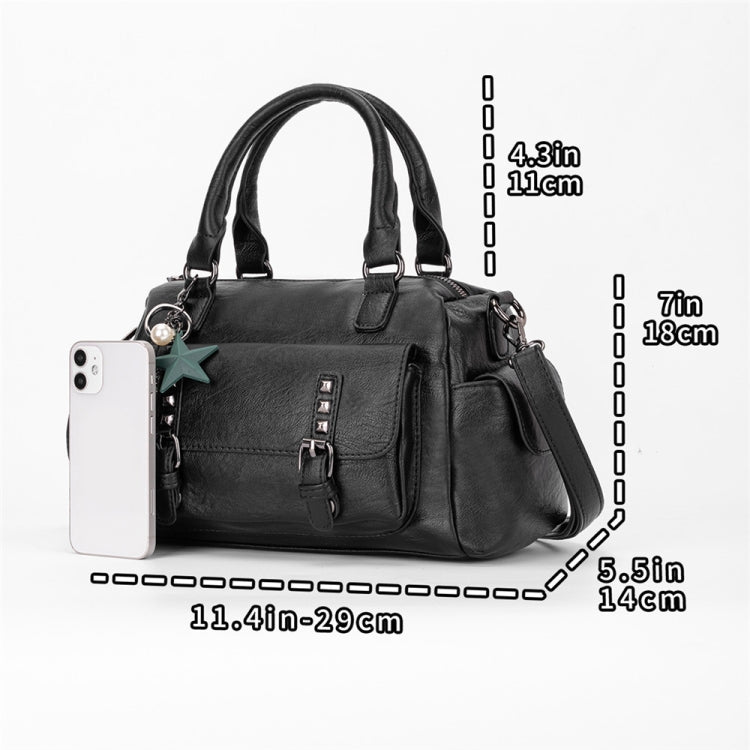 048 Pebbled Leather Multi-compartment Handbag Large Capacity Crossbody Shoulder Bag(Black) - Handbags by PMC TechLife | Online Shopping South Africa | PMC TechLife