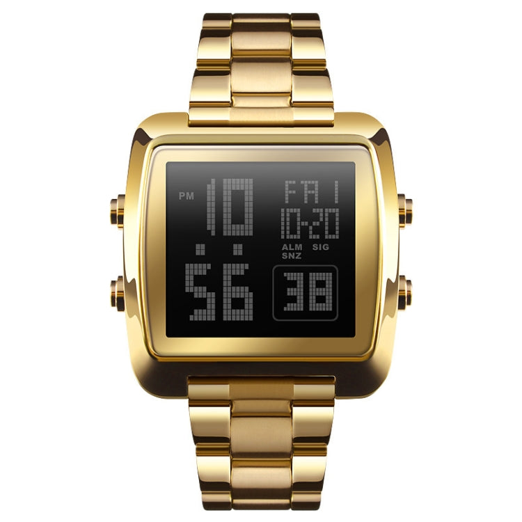 SKMEI 1369 Retro Waterproof Gold Watch Men Steel Belt Luminous Square Watch(Gold) - free shipping - PMC TechLife - Order now!