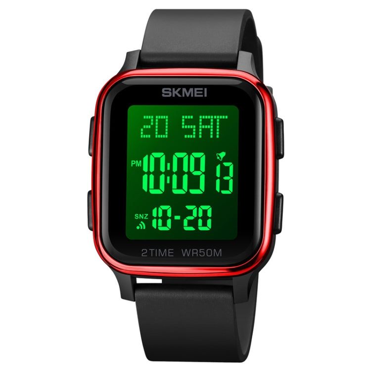 SKMEI 1858 Square Waterproof Digital Dual Display LED Luminous Watch(Red) - free shipping - PMC TechLife - Order now!