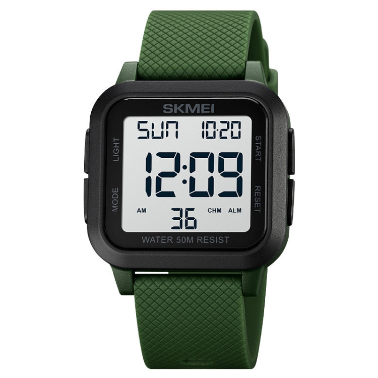 SKMEI 1894 Square Sports Waterproof Student Simple Multifunctional Luminous Watch(Army Green White Machine) - free shipping - PMC TechLife - Order now!