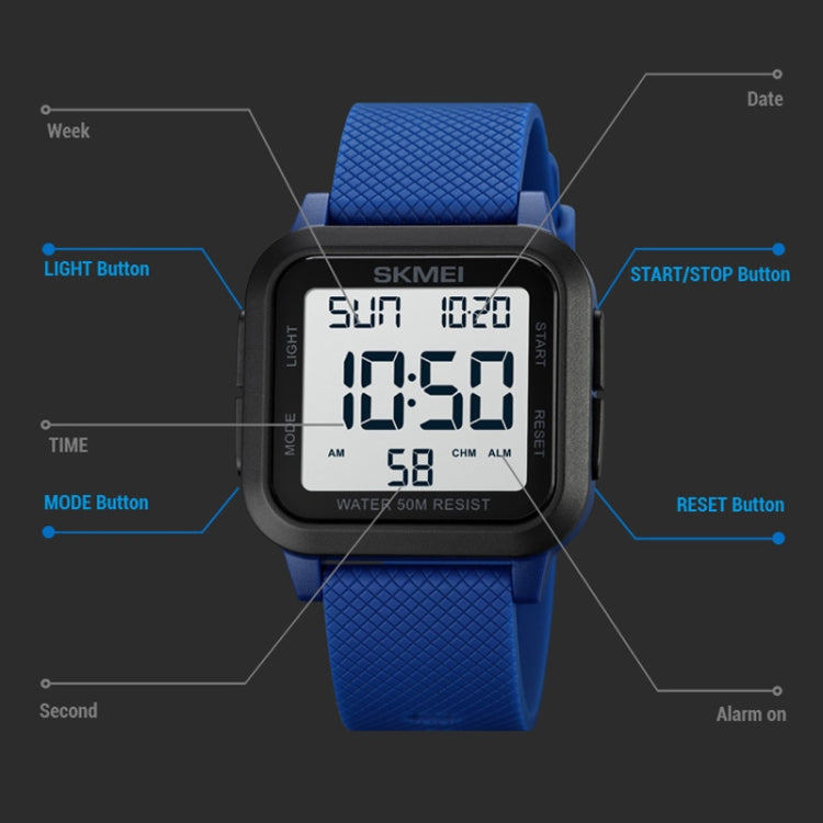 SKMEI 1894 Square Sports Waterproof Student Simple Multifunctional Luminous Watch(Army Green White Machine) - free shipping - PMC TechLife - Order now!