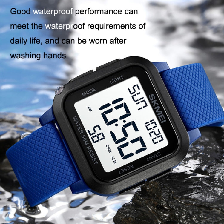 SKMEI 1894 Square Sports Waterproof Student Simple Multifunctional Luminous Watch(Blue Black Machine) - free shipping - PMC TechLife - Order now!