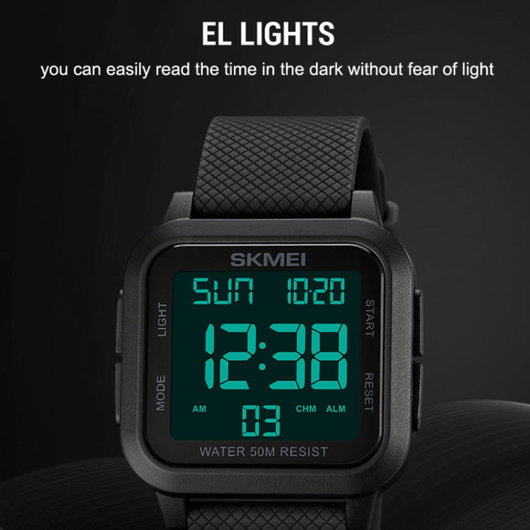 SKMEI 1894 Square Sports Waterproof Student Simple Multifunctional Luminous Watch(Army Green White Machine) - free shipping - PMC TechLife - Order now!