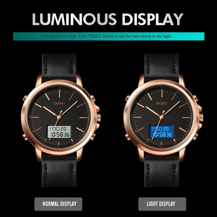 SKMEI 1652 Dual Movement Sports Leather Alloy Male Watch, Color: Rose Gold Shell White Machine - free shipping - PMC TechLife - Order now!