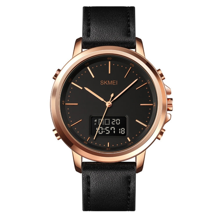 SKMEI 1652 Dual Movement Sports Leather Alloy Male Watch, Color: Rose Gold Shell Black Machine - free shipping - PMC TechLife - Order now!