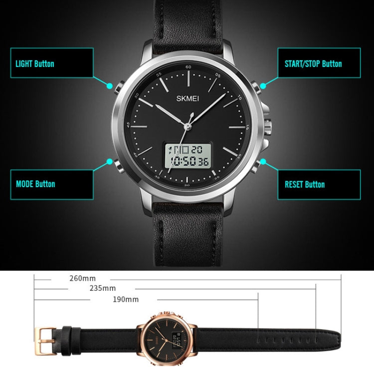 SKMEI 1652 Dual Movement Sports Leather Alloy Male Watch, Color: Gold Shell Black Machine - free shipping - PMC TechLife - Order now!