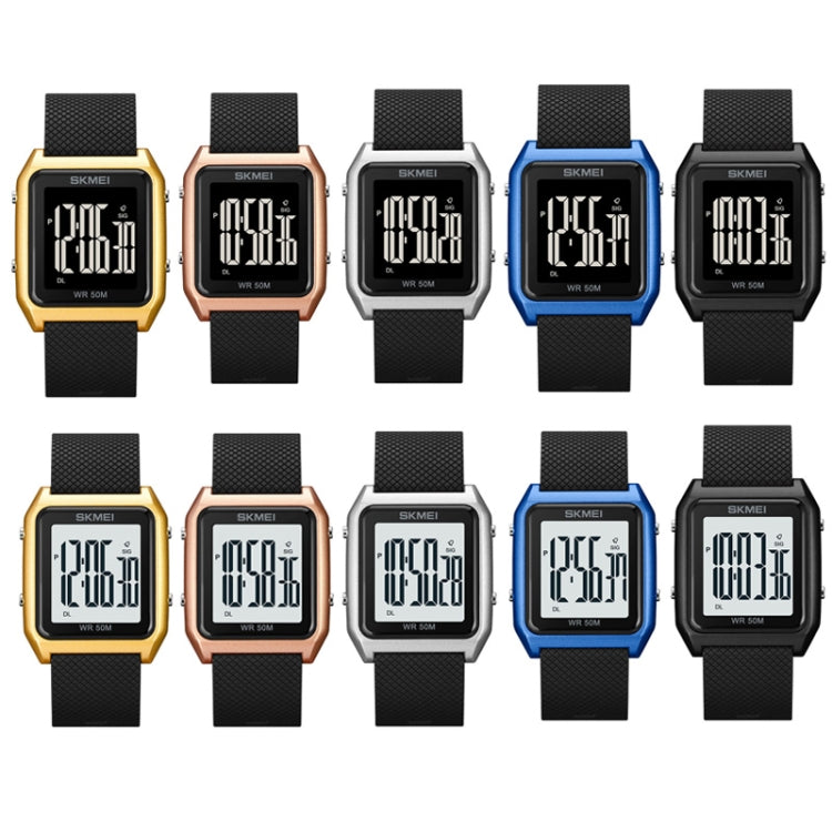 SKMEI 1866 Square Large Screen Men Steel Belt Multi-function Night Light Alarm Clock Watch(Rose Gold White Machine) - free shipping - PMC TechLife - Order now!