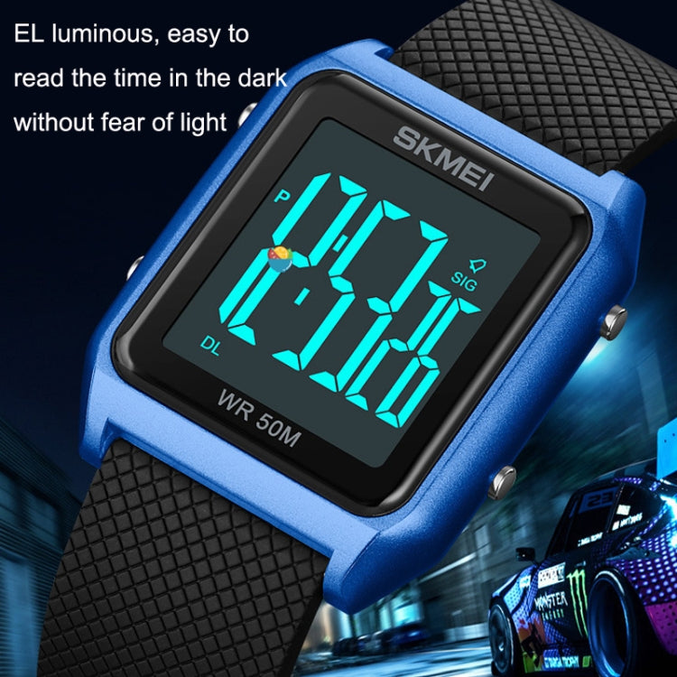 SKMEI 1866 Square Large Screen Men Steel Belt Multi-function Night Light Alarm Clock Watch(Silver Black Machine) - free shipping - PMC TechLife - Order now!