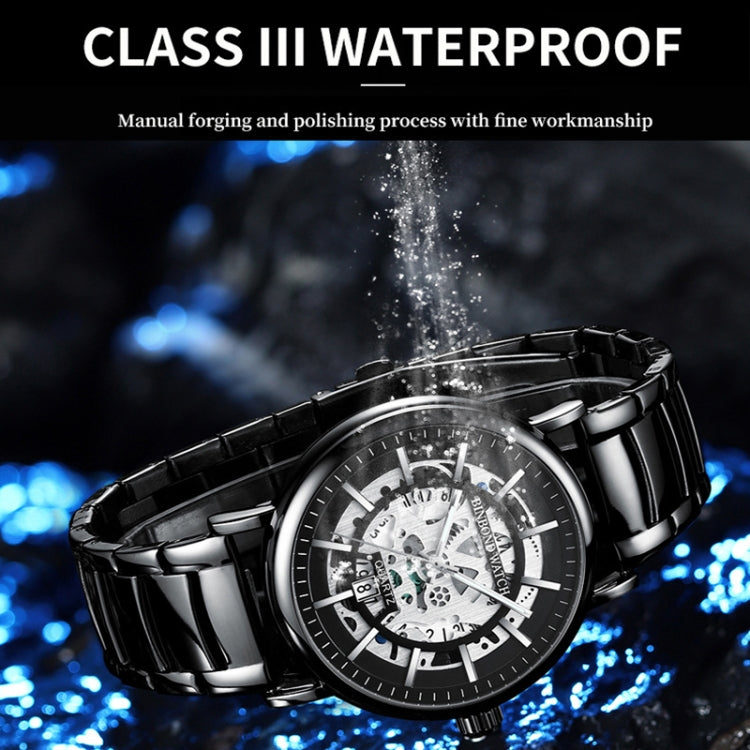 BINBOND B7872 Multifunctional Hollow Luminous Waterproof Quartz Watch, Color: Black Leather-White-Black - free shipping - PMC TechLife - Order now!