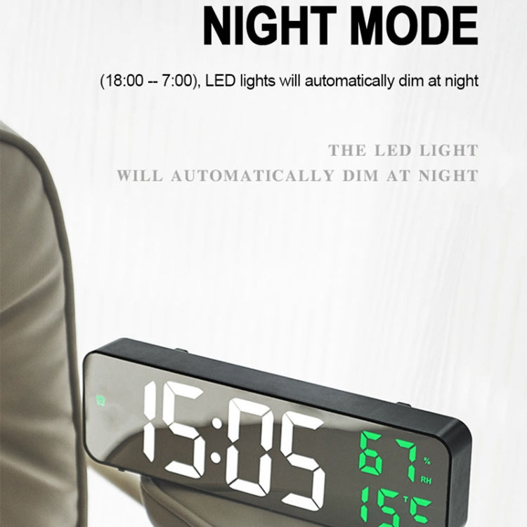 671  Mirror Screen Digital LED Alarm Clock USB Plug-in/Battery Dual-use With Temperature/Humidity Display(Black Shell White Red) - Alarm Clocks by PMc TechLife | Online Shopping South Africa | PMc TechLife | Buy Now Pay Later Mobicred