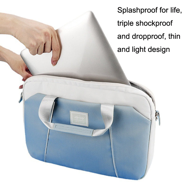 13.3-14 inch Computer Handheld Messenger Bag For Apple MacBook / Huawei / Xiaomi / Basne(Ladder tape light blue+gray PU power package) - 13.3 inch by PMC TechLife | Online Shopping South Africa | PMC TechLife | Buy Now Pay Later Mobicred