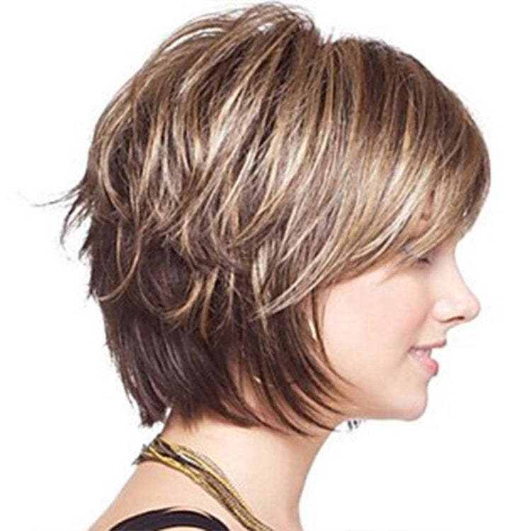 Wig-020 Mixed Color Women High Temperature Silk Curly Short Hair Wig - free shipping - PMC TechLife - Order now!