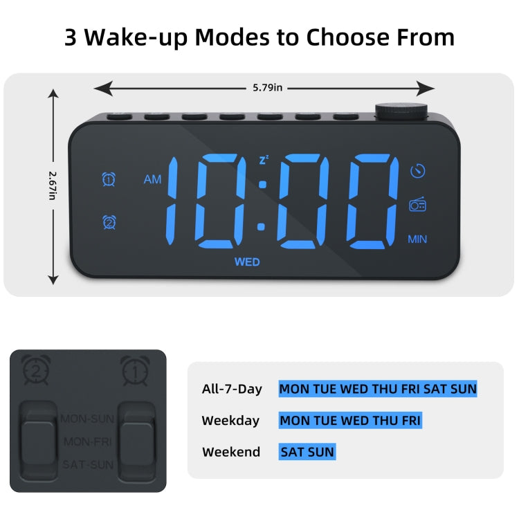 RGB Color Changing LED Digital Alarm Clock with FM Radio Built-in 8 Natural Music(White) - Alarm Clocks by PMc TechLife | Online Shopping South Africa | PMc TechLife | Buy Now Pay Later Mobicred