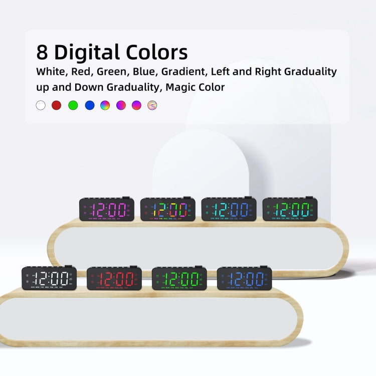 RGB Color Changing LED Digital Alarm Clock with FM Radio Built-in 8 Natural Music(White) - Alarm Clocks by PMc TechLife | Online Shopping South Africa | PMc TechLife | Buy Now Pay Later Mobicred