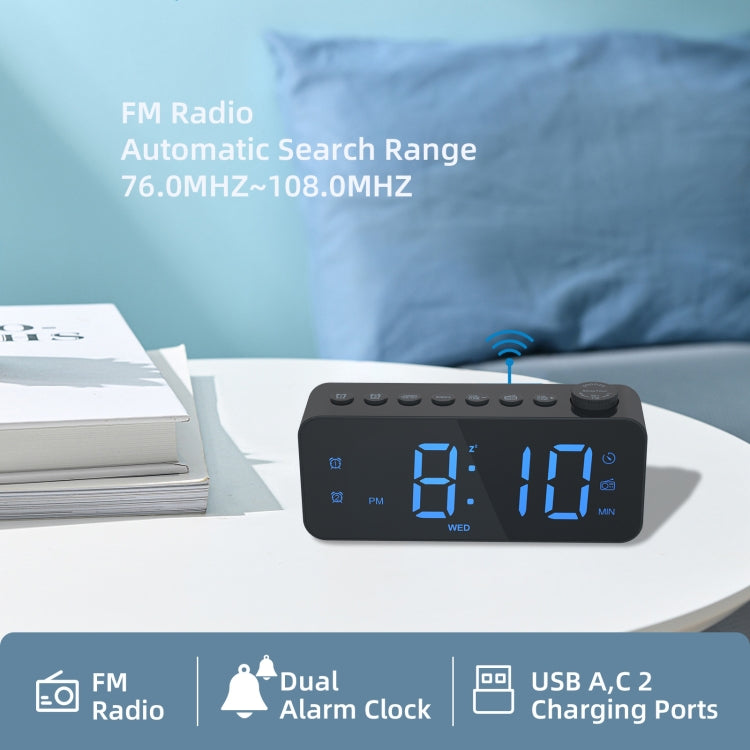 RGB Color Changing LED Digital Alarm Clock with FM Radio Built-in 8 Natural Music(White) - Alarm Clocks by PMc TechLife | Online Shopping South Africa | PMc TechLife | Buy Now Pay Later Mobicred