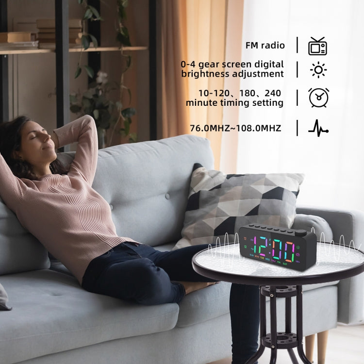 RGB Color Changing LED Digital Alarm Clock with FM Radio Built-in 8 Natural Music(White) - Alarm Clocks by PMc TechLife | Online Shopping South Africa | PMc TechLife | Buy Now Pay Later Mobicred