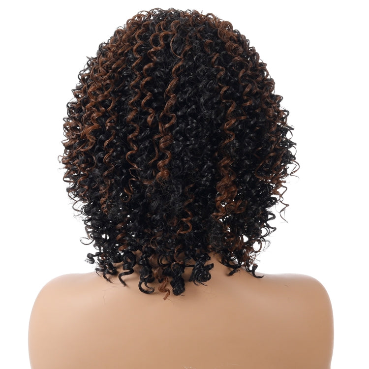WIG-T130H Ladies Short Curly Hair High Temperature Silk Wig Chemical Fiber Headgear(Black Brown) - free shipping - PMC TechLife - Order now!