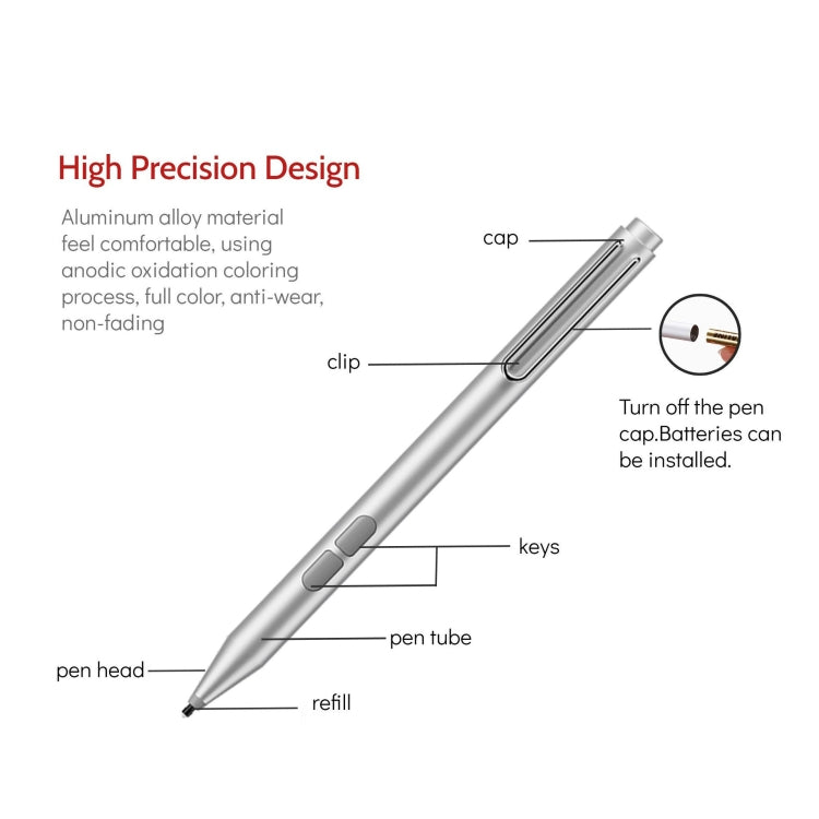 F94S For Microsoft Surface Series Stylus Pen 1024 Pressure Level Electronic Pen(Silver) - Pencil Accessories by PMC TechLife | Online Shopping South Africa | PMC TechLife | Buy Now Pay Later Mobicred