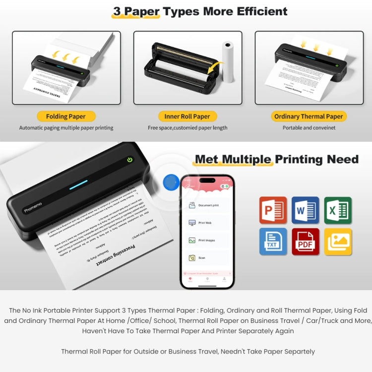 Phomemo M832 300dpi Wireless Thermal Portable Printer, Size: A4 Version(Black) - Receipt Printers by Phomemo | Online Shopping South Africa | PMC TechLife | Buy Now Pay Later Mobicred