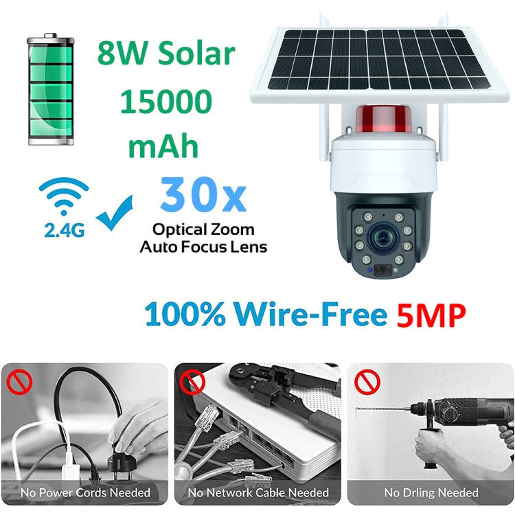 RH-Q10 Graffiti 5MP Wifi Wireless Solar Camera 30X Optical Zoom Auto Tracking Patrol IP66 Waterproof - Wireless Camera by PMC TechLife | Online Shopping South Africa | PMC TechLife