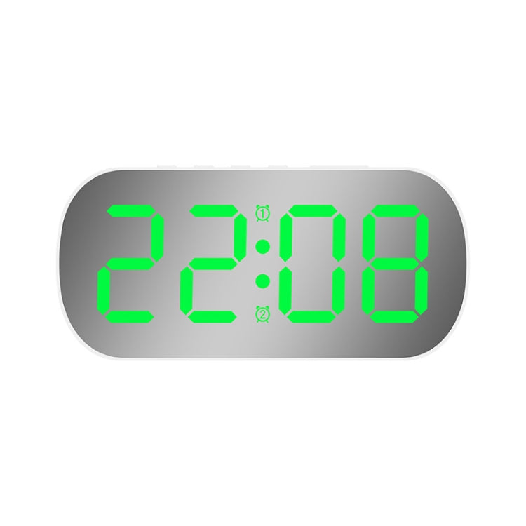 6637 LED Digital Display Temperature Electronic Clock Desktop Mirror Alarm Clock(White Green Light) - Alarm Clocks by PMc TechLife | Online Shopping South Africa | PMc TechLife | Buy Now Pay Later Mobicred