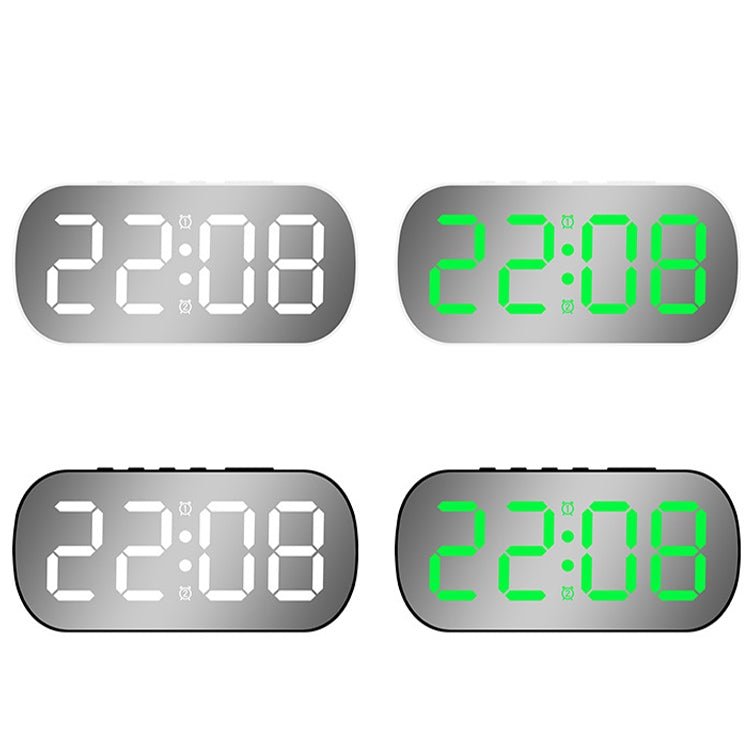 6637 LED Digital Display Temperature Electronic Clock Desktop Mirror Alarm Clock(White Green Light) - Alarm Clocks by PMc TechLife | Online Shopping South Africa | PMc TechLife | Buy Now Pay Later Mobicred