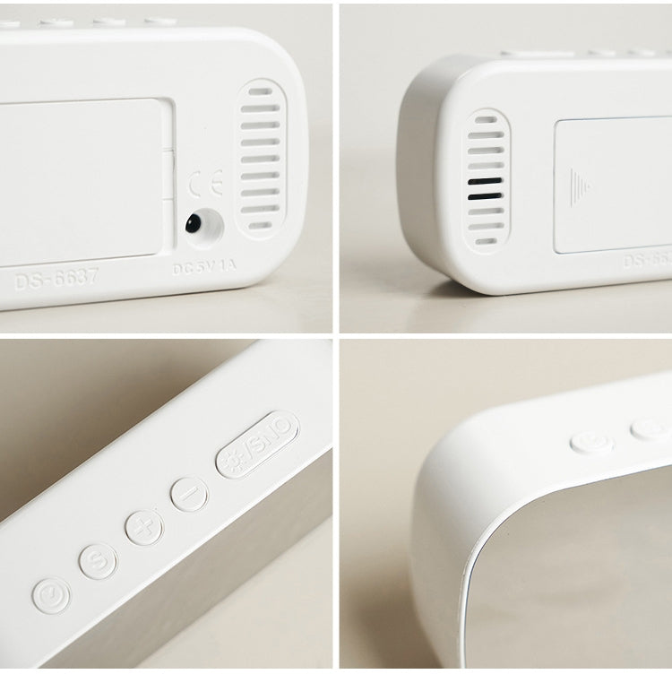 6637 LED Digital Display Temperature Electronic Clock Desktop Mirror Alarm Clock(White Green Light) - Alarm Clocks by PMc TechLife | Online Shopping South Africa | PMc TechLife | Buy Now Pay Later Mobicred