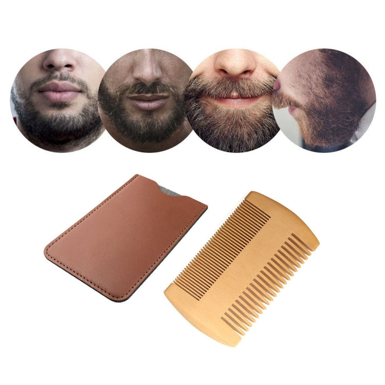 TW-BC90 Beard Wooden Comb Beard Shape Double-Sided Comb With PU Leather Case - Hair Trimmer by PMC TechLife | Online Shopping South Africa | PMC TechLife | Buy Now Pay Later Mobicred