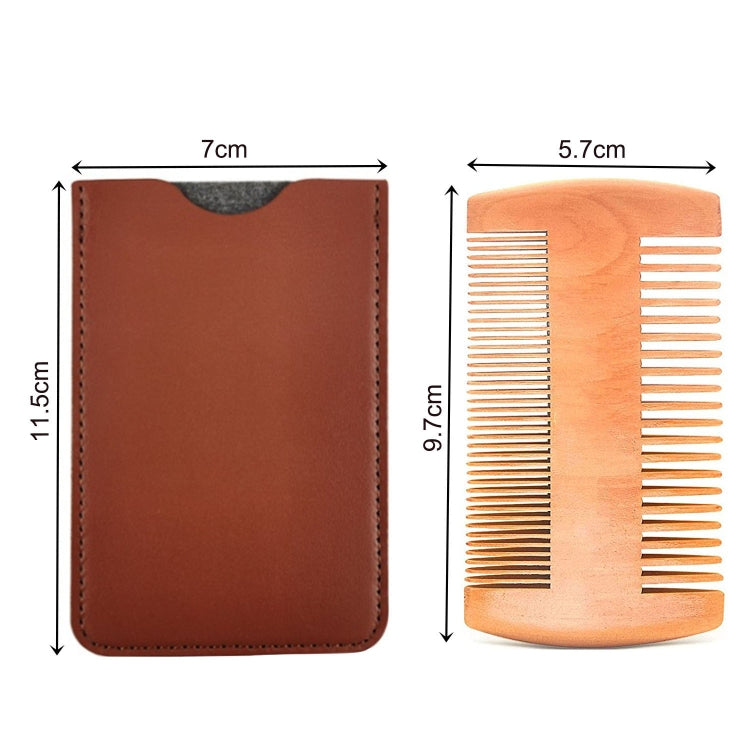 TW-BC90 Beard Wooden Comb Beard Shape Double-Sided Comb With PU Leather Case - Hair Trimmer by PMC TechLife | Online Shopping South Africa | PMC TechLife | Buy Now Pay Later Mobicred
