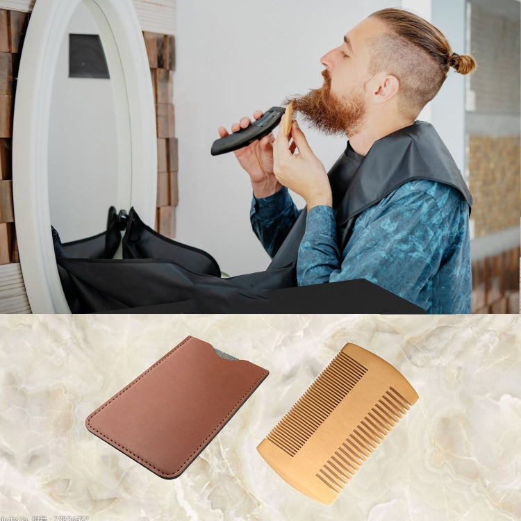 TW-BC90 Beard Wooden Comb Beard Shape Double-Sided Comb With PU Leather Case - Hair Trimmer by PMC TechLife | Online Shopping South Africa | PMC TechLife | Buy Now Pay Later Mobicred