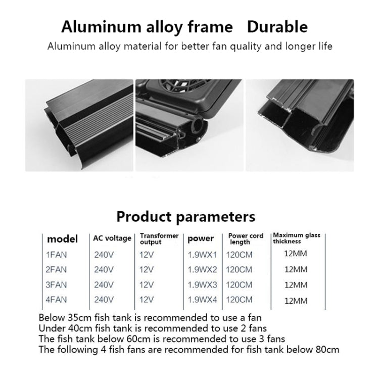 Fish Tank Cooling Fan Cooling Silent Aquarium Fan, Specification: 4 Head EU Plug - Fish Tanks & Accessories by PMC TechLife | Online Shopping South Africa | PMC TechLife