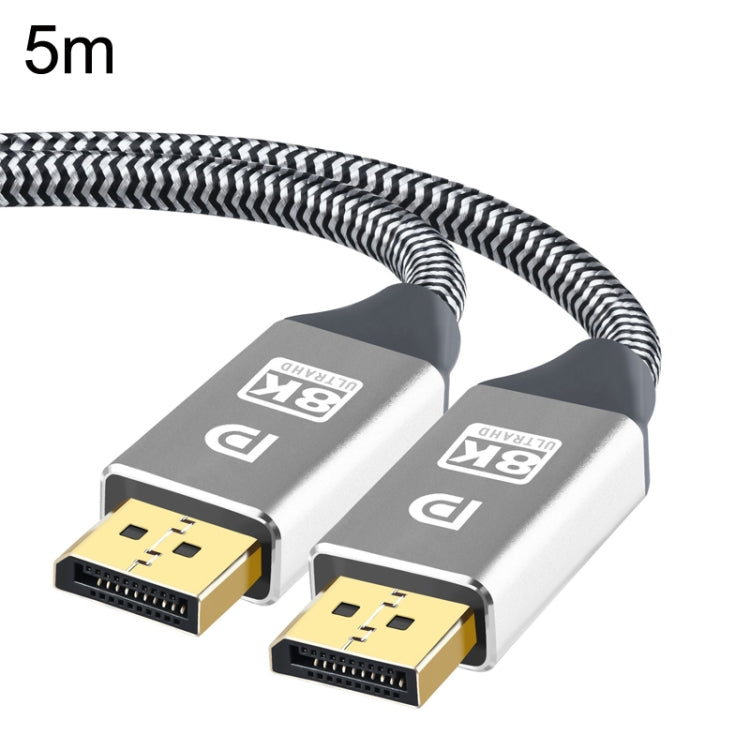 5m 1.4 Version DP Cable Gold-Plated Interface 8K High-Definition Display Computer Cable 30AWG OD:6.3MM With Nylon Mesh(Silver) -  by PMC TechLife | Online Shopping South Africa | PMC TechLife | Buy Now Pay Later Mobicred