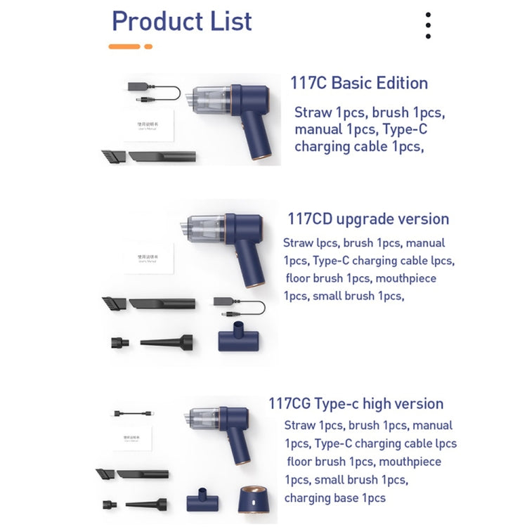 Small Wireless Charging Car Vacuum Cleaner Handheld High Power Vacuum Cleaner, Sort by color: 117CD-Blue - Vacuum Cleaner by PMC TechLife | Online Shopping South Africa | PMC TechLife | Buy Now Pay Later Mobicred