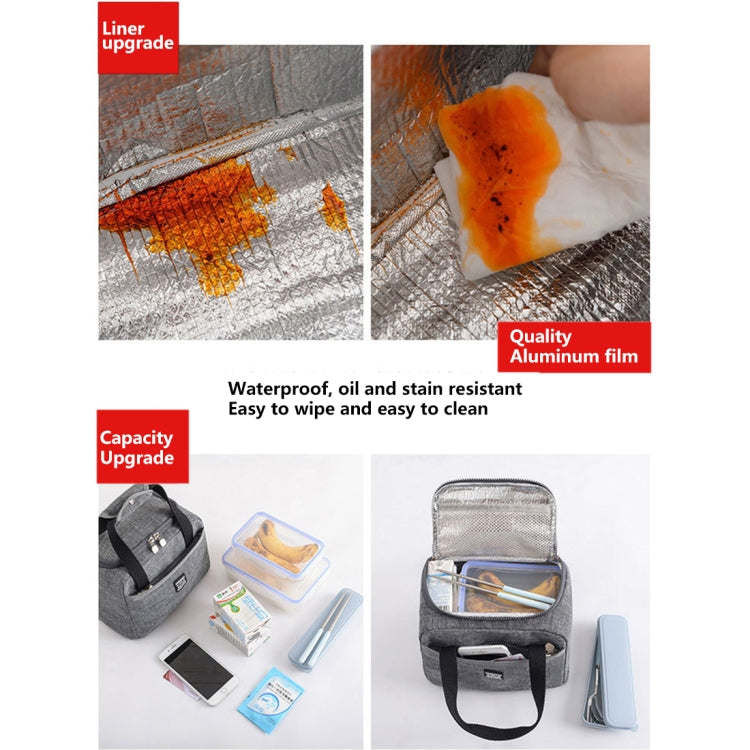 Portable Lunch Bag Thermal Insulated Lunch Box Tote Cooler Handbag 24  x 17 x 14cm(Gray) - Lunch Bags by PMC TechLife | Online Shopping South Africa | PMC TechLife