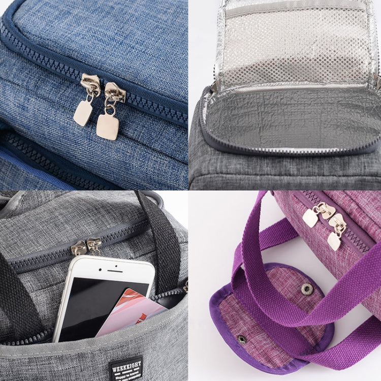 Portable Lunch Bag Thermal Insulated Lunch Box Tote Cooler Handbag 24  x 17 x 14cm(Gray) - Lunch Bags by PMC TechLife | Online Shopping South Africa | PMC TechLife