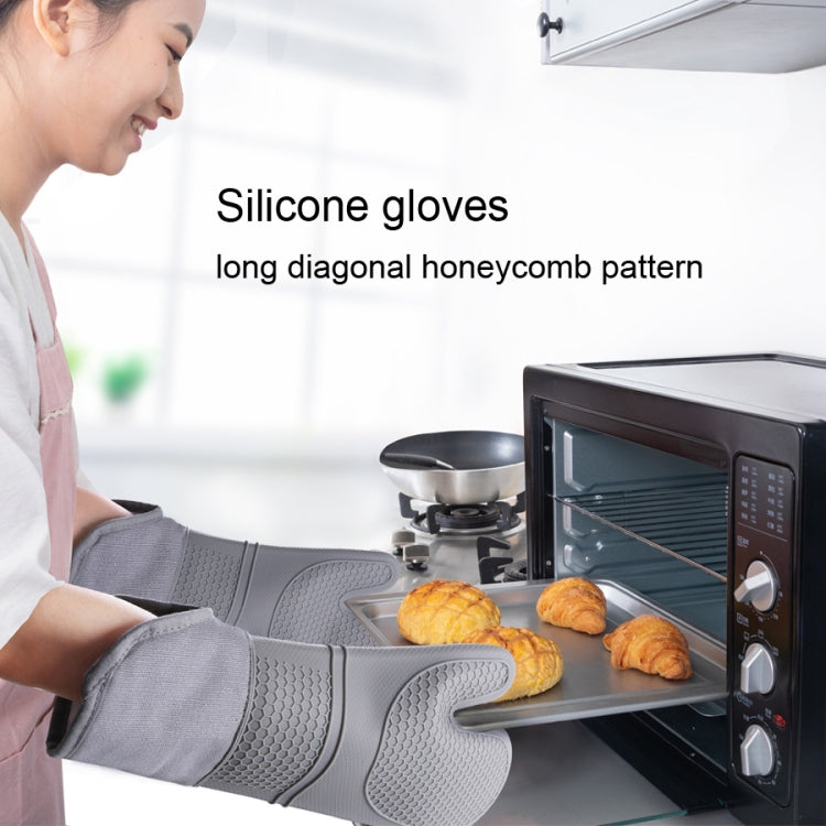ZYA-426 Longer And Thicker Insulated Gloves Silicone Kitchen Baking Gloves(Gray) - Insulation by PMC TechLife | Online Shopping South Africa | PMC TechLife | Buy Now Pay Later Mobicred