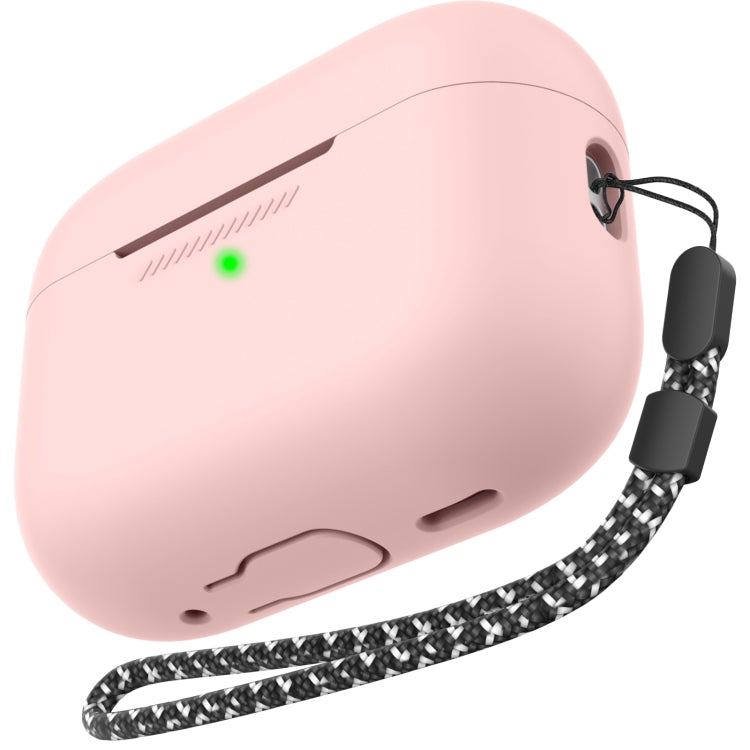 For AirPods Pro 2 AhaStyle PT187 Silicone One-Piece Protective Case With Lanyard Case(Pink) - For AirPods Pro 2 by AhaStyle | Online Shopping South Africa | PMC TechLife