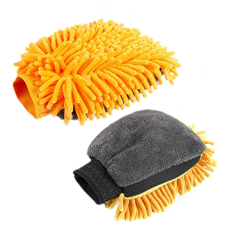2pcs Car Chenille Coral Fleece Car Wash Double Sided Thick Gloves(Orange) - free shipping - PMC TechLife - Order now!