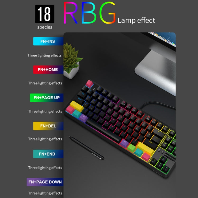 Ajazz K870T 87-Key Hot Swap Bluetooth/Wired Dual Mode RGB Backlight Office Game Mechanical Keyboard Green Shaft (Black) - free shipping - PMC Jewellery - Order now!