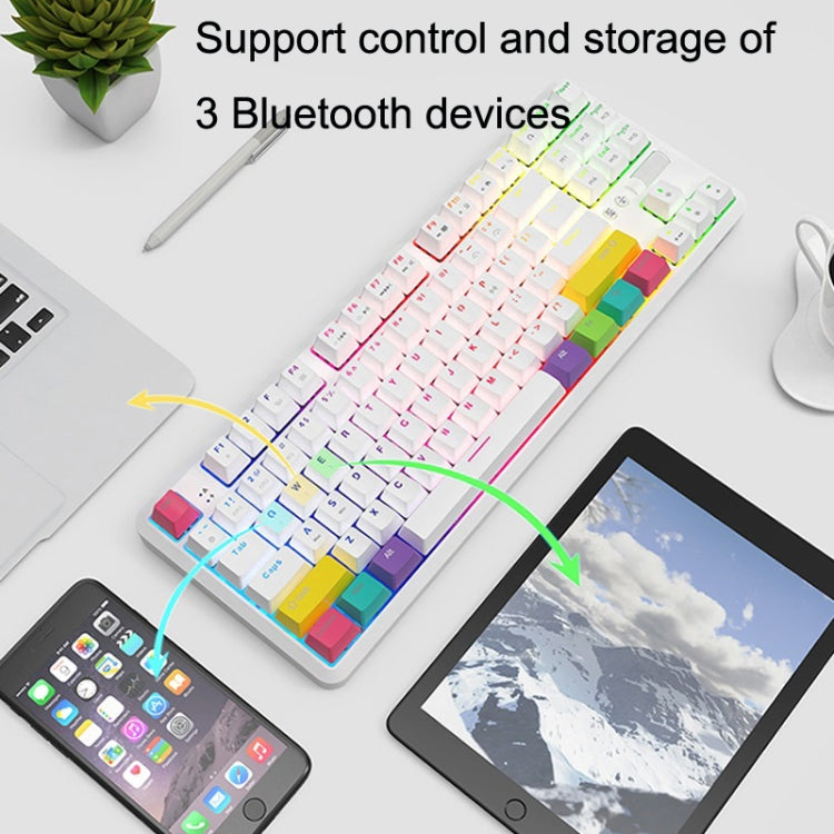 Ajazz K870T 87-Key Hot Swap Bluetooth/Wired Dual Mode RGB Backlight Office Game Mechanical Keyboard Red Shaft (Black) - free shipping - PMC Jewellery - Order now!