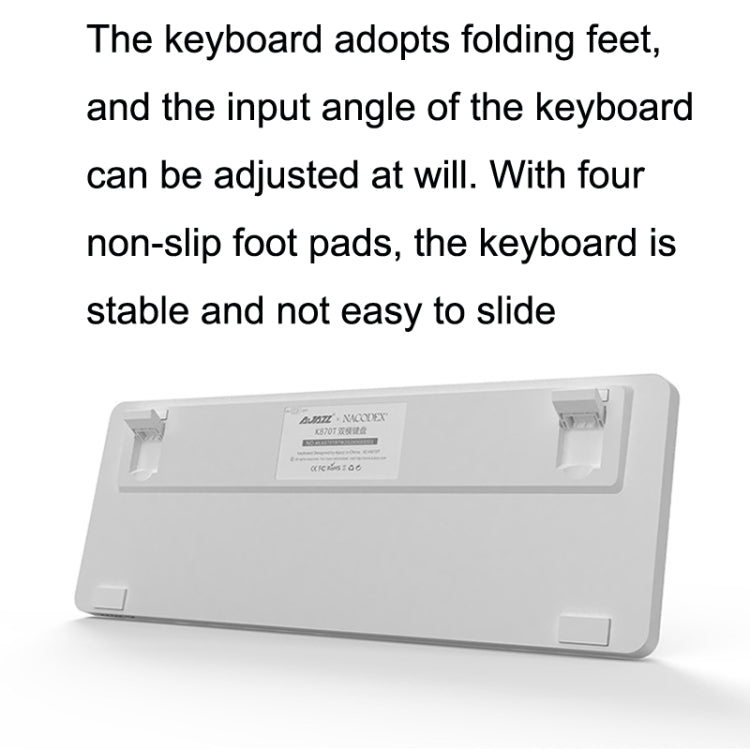 Ajazz K870T 87-Key Hot Swap Bluetooth/Wired Dual Mode RGB Backlight Office Game Mechanical Keyboard Red Shaft (White) - free shipping - PMC Jewellery - Order now!