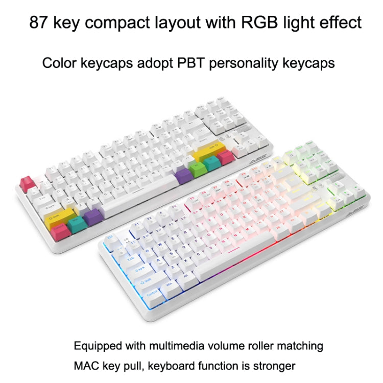 Ajazz K870T 87-Key Hot Swap Bluetooth/Wired Dual Mode RGB Backlight Office Game Mechanical Keyboard Red Shaft (Black) - free shipping - PMC Jewellery - Order now!