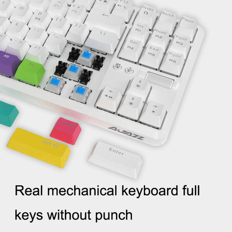 Ajazz K870T 87-Key Hot Swap Bluetooth/Wired Dual Mode RGB Backlight Office Game Mechanical Keyboard Tea Shaft (White) - free shipping - PMC Jewellery - Order now!