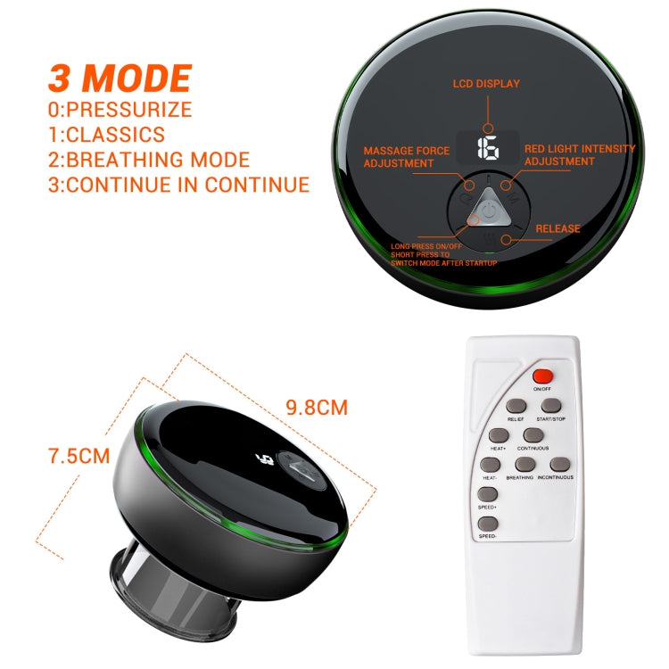 Intelligent Cupper With Breathing Light Electric Heated Scraping Instrument Meridian Unblocking Massage Instrument(Black) - free shipping - PMC TechLife - Order now!
