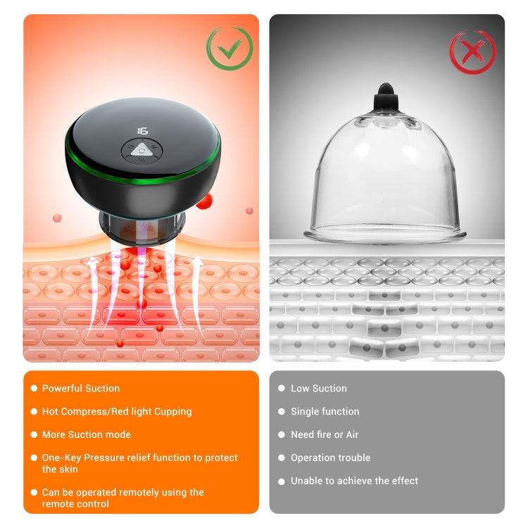 Intelligent Cupper With Breathing Light Electric Heated Scraping Instrument Meridian Unblocking Massage Instrument(Black) - free shipping - PMC TechLife - Order now!