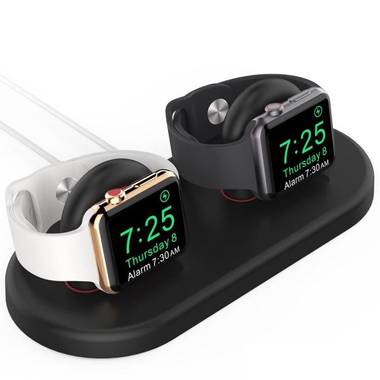 For Apple Watch / Earphone AhaStyle PT116 Universal Plastic Stand Dual Charging Storage Base(Black) - Charger / Holder by AhaStyle | Online Shopping South Africa | PMC TechLife | Buy Now Pay Later Mobicred
