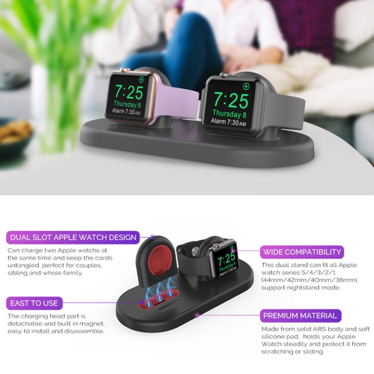For Apple Watch / Earphone AhaStyle PT116 Universal Plastic Stand Dual Charging Storage Base(Black) - Charger / Holder by AhaStyle | Online Shopping South Africa | PMC TechLife | Buy Now Pay Later Mobicred