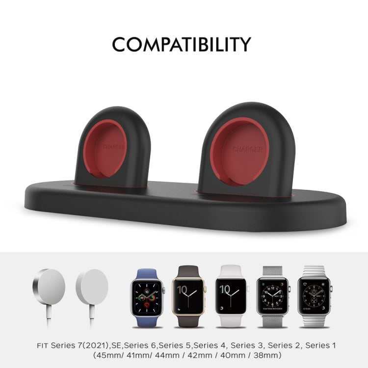 For Apple Watch / Earphone AhaStyle PT116 Universal Plastic Stand Dual Charging Storage Base(Black) - Charger / Holder by AhaStyle | Online Shopping South Africa | PMC TechLife | Buy Now Pay Later Mobicred