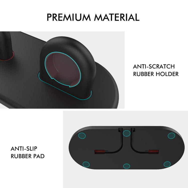 For Apple Watch / Earphone AhaStyle PT116 Universal Plastic Stand Dual Charging Storage Base(Black) - Charger / Holder by AhaStyle | Online Shopping South Africa | PMC TechLife | Buy Now Pay Later Mobicred